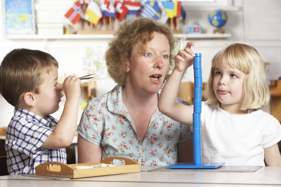 Teacher and children